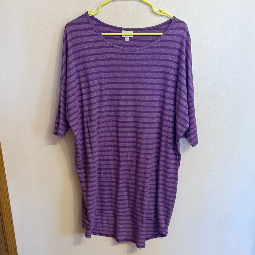 LuLaRoe Purple and Lavender Striped Short Sleeve Top